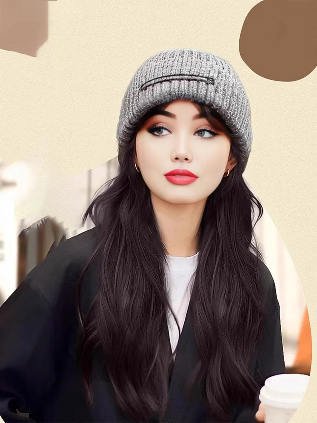 Allaosify Knit Cap Synthetic Curly Wig - ATSProducts