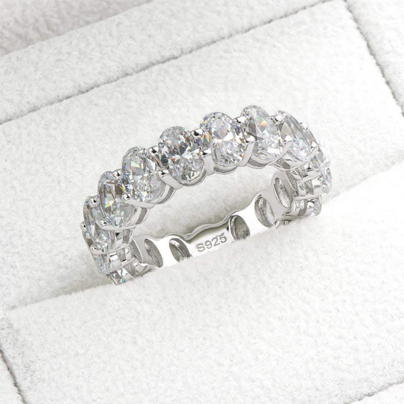 OXTAO Certified 6x4mm Radiant Cut Eternity Engagement Ring - ATSProducts