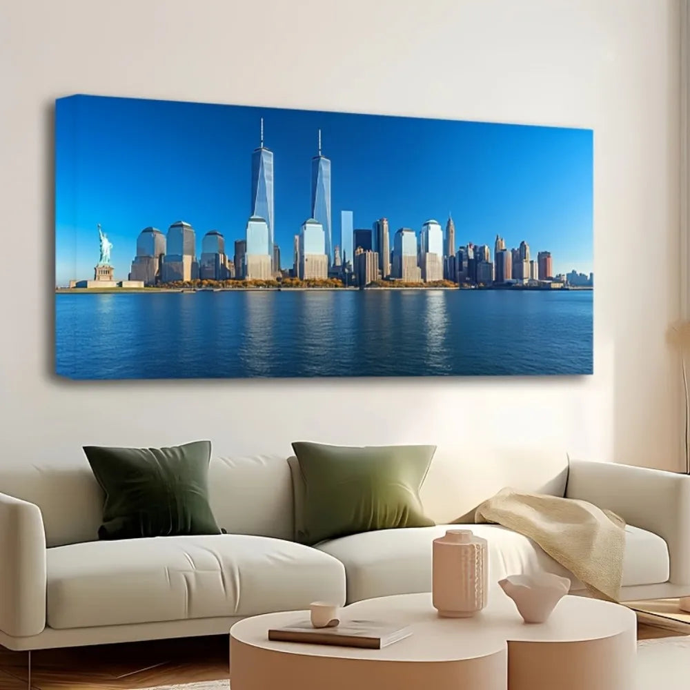 1.5 inch thick pine solid wood frame New York Skyline - ATSProducts