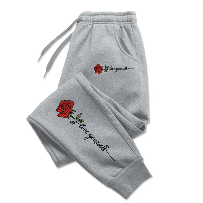 Teekossc Rose Love Yourself Printed Drawstring Sweatpants - ATSProducts