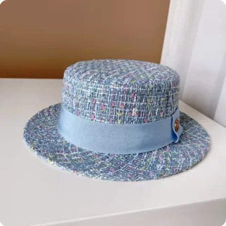 European Style Pearl Flat Top Color Jacquard Hat - ATSProducts