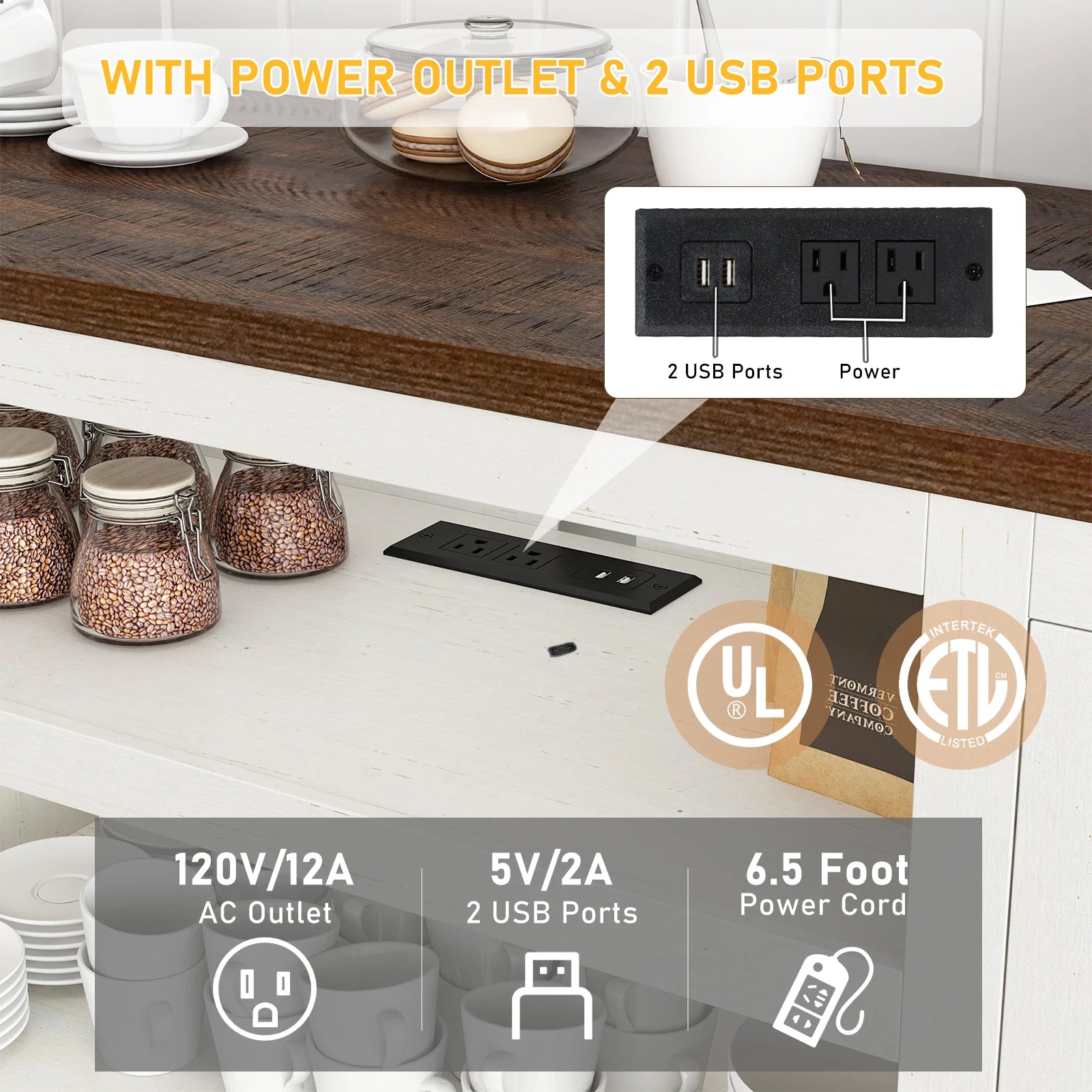 66" Farmhouse TV Stand for 65/75 Inch - ATSProducts