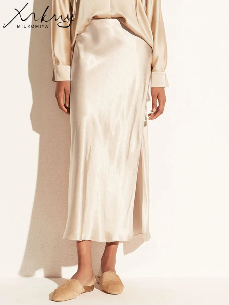 MiuKoMiYa Long Satin Skirt - ATSProducts