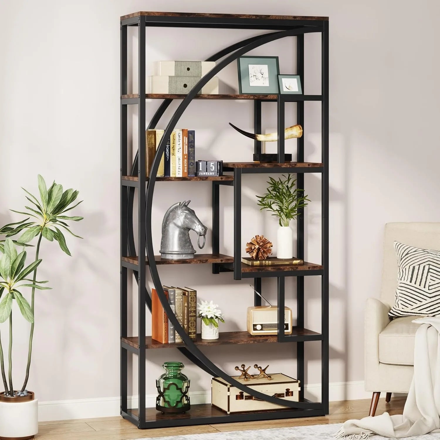 Little Tree Industrial 5-Tier Etagere Bookcase, 70.8 inch - ATSProducts