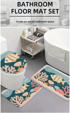 Fish and Wave Line Printed Pattern Bathroom Non Slip Mat - ATSProducts