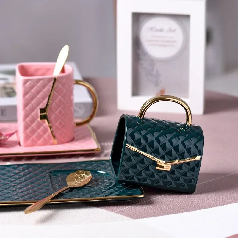 Coffee Cup Set Ceramic Purse Cup And Saucer - ATSProducts