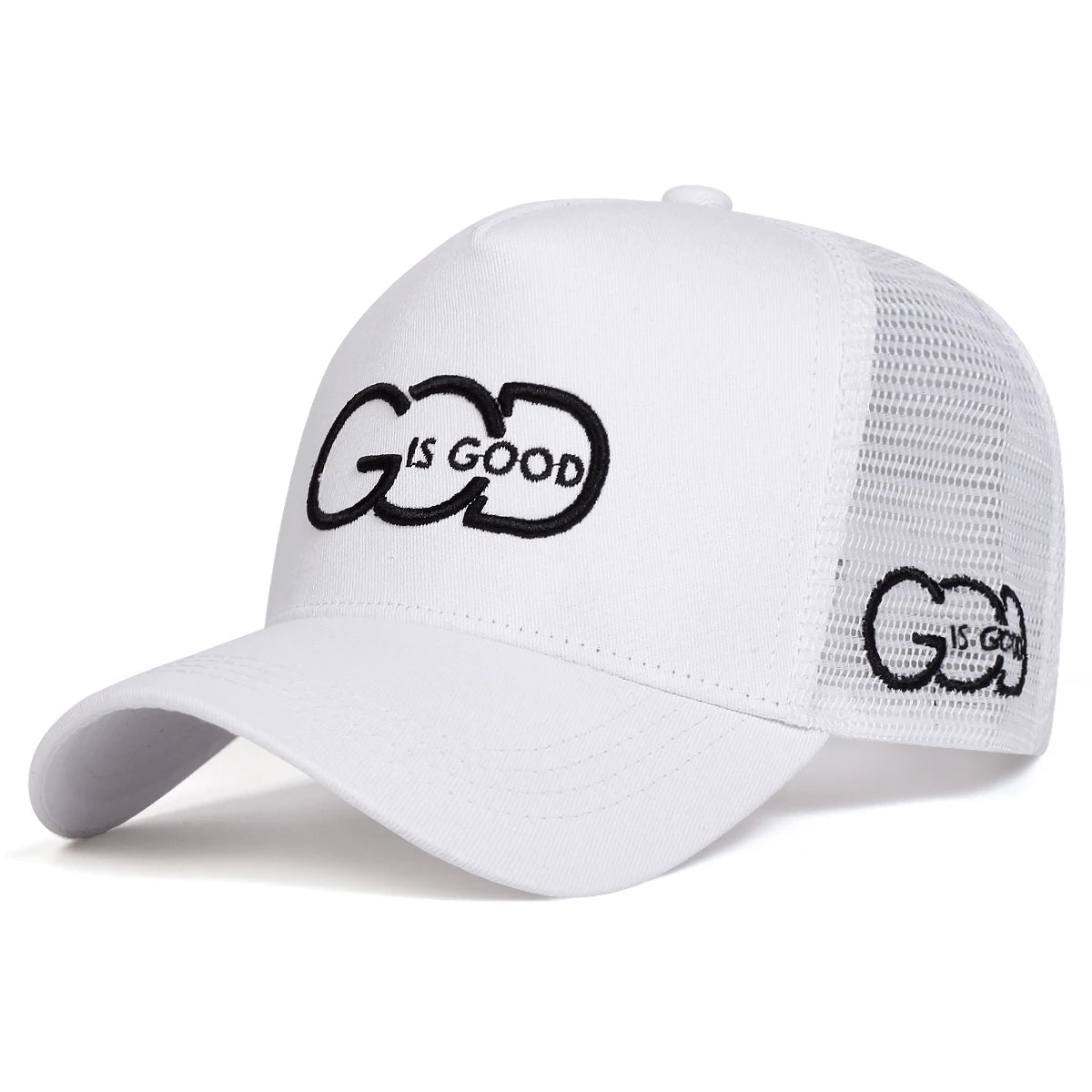 GOD IS GOOD Letter Embroidery Trucker Cap - ATSProducts