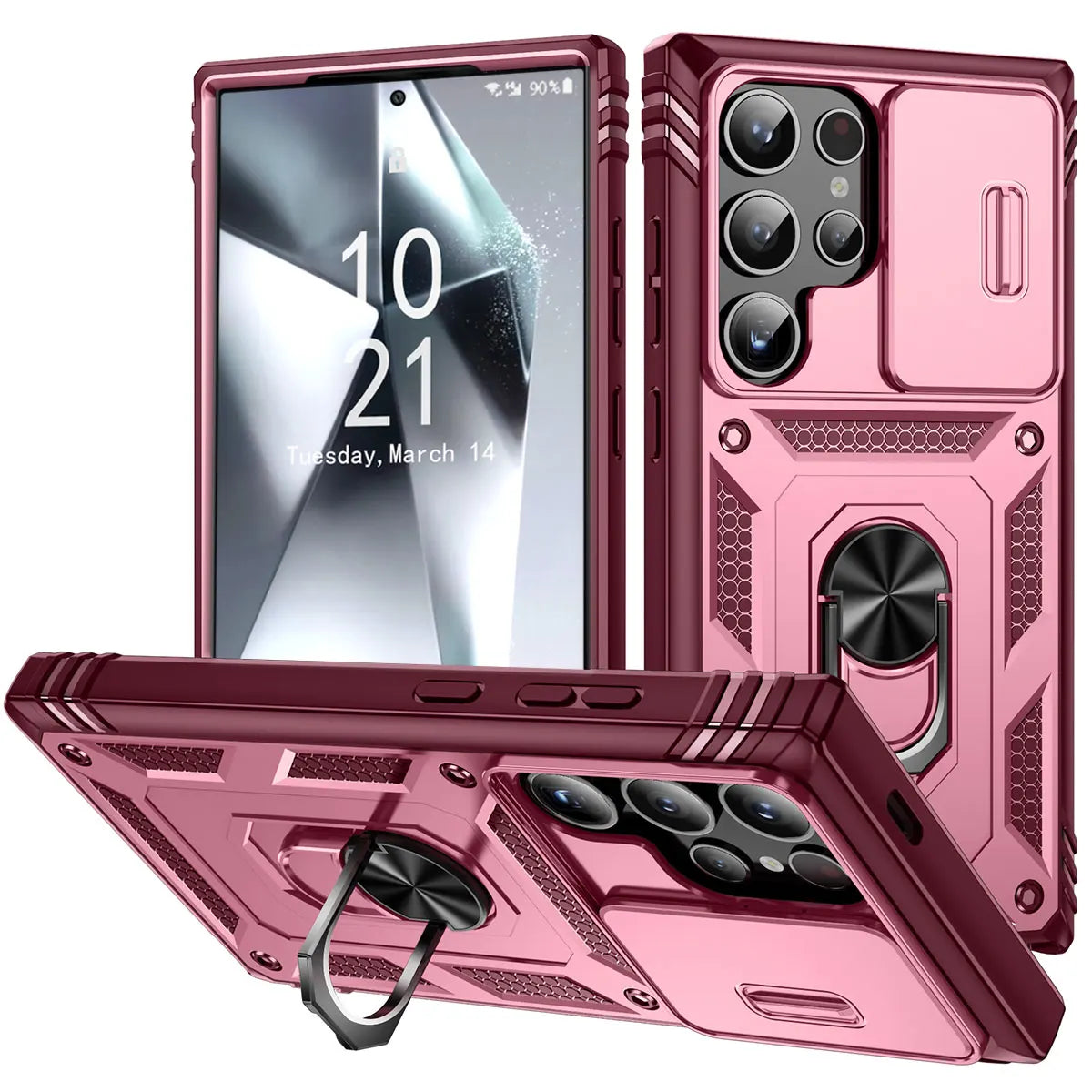 Phone Case Hybrid Ring Kickstand Hard Shockproof Cover - ATSProducts