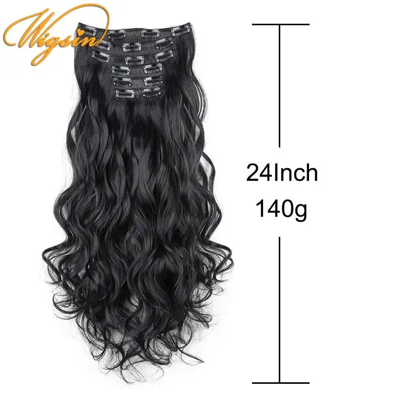 WIGSIN Synthetic 24Inch Long Curly 16 Clip Hair Extension - ATSProducts