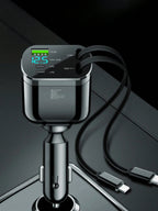 One-in-five Car Charger With Retractable cable, Built-In Retractable Cable