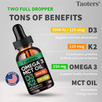 Taoters Vitamin D3 K2 Liquid Drops, Vitamin D, K, MCT Oil & Omega 3 - ATSProducts