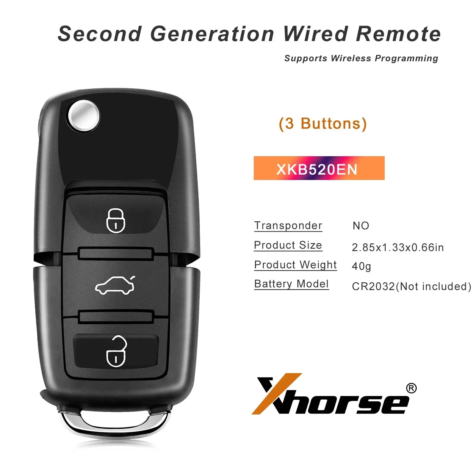 Xhorse XKB520EN 2nd Generation Wire Remote Key B5 Type 5pc/lot - ATSProducts