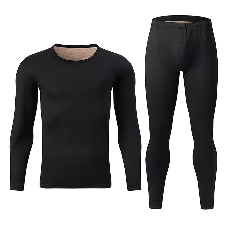 2Pc Men's Thick Velvet Solid Color Warm Suit - ATSProducts