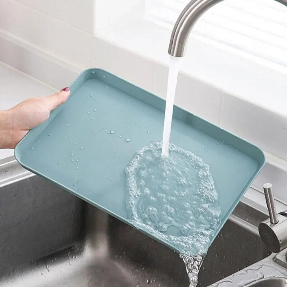 Restaurant Plastic Serving Tray Home Tea Fruit Dessert Tray Anti-Slip Resistant Food Cooking Storage Tray Kitchen Organizer - ATSProducts