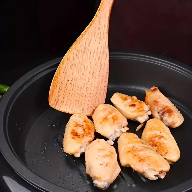 5-Piece Wooden Cooking Utensils Set – Non-Stick Kitchen Tools with Spoons & Spatulas, Heat-Resistant Cookware for Daily Use - ATSProducts