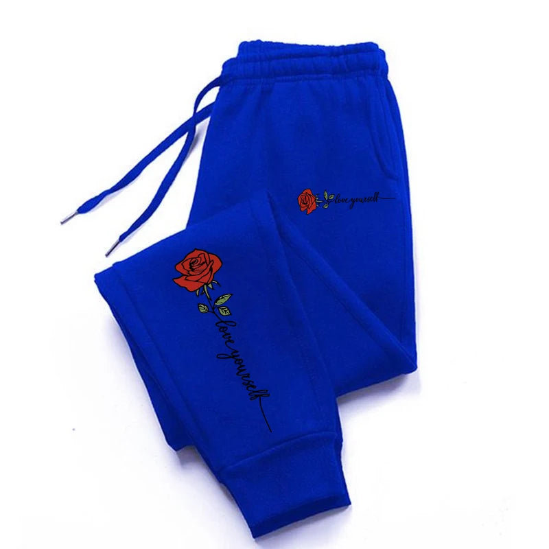 Teekossc Rose Love Yourself Printed Drawstring Sweatpants - ATSProducts