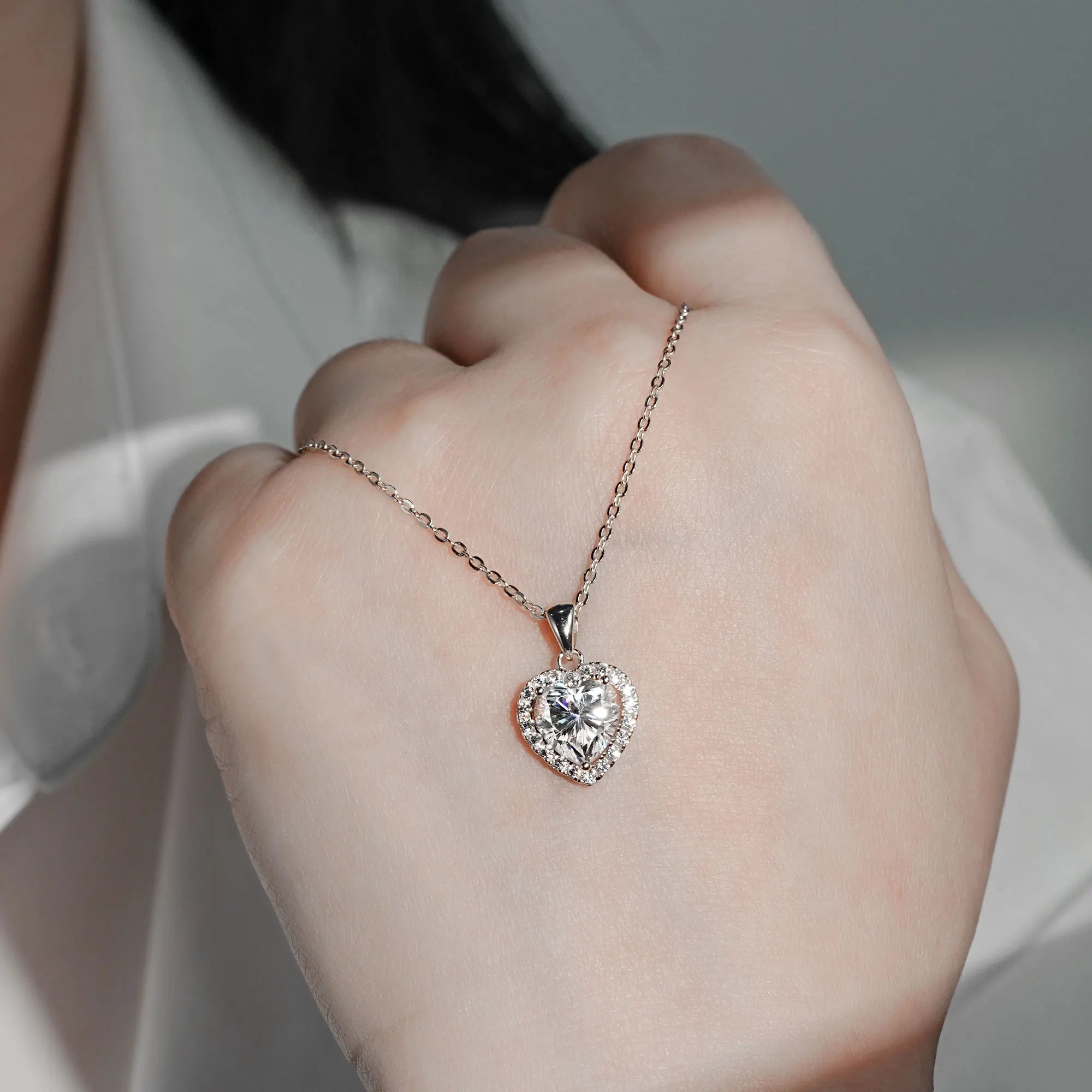 OXTAO 2.0ct Heart Moissanite Pendant Necklace - ATSProducts