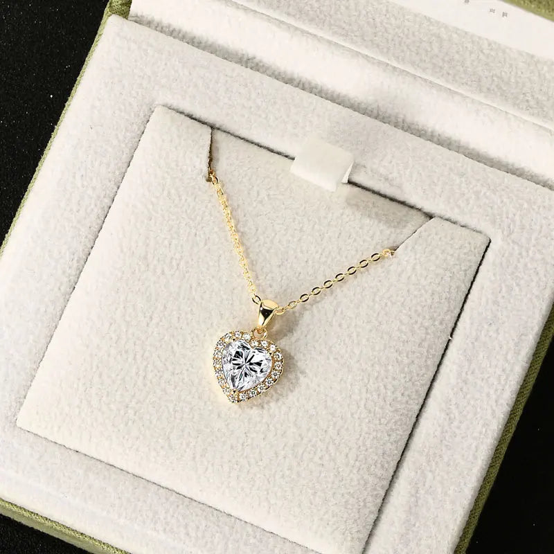 OXTAO 2.0ct Heart Moissanite Pendant Necklace - ATSProducts