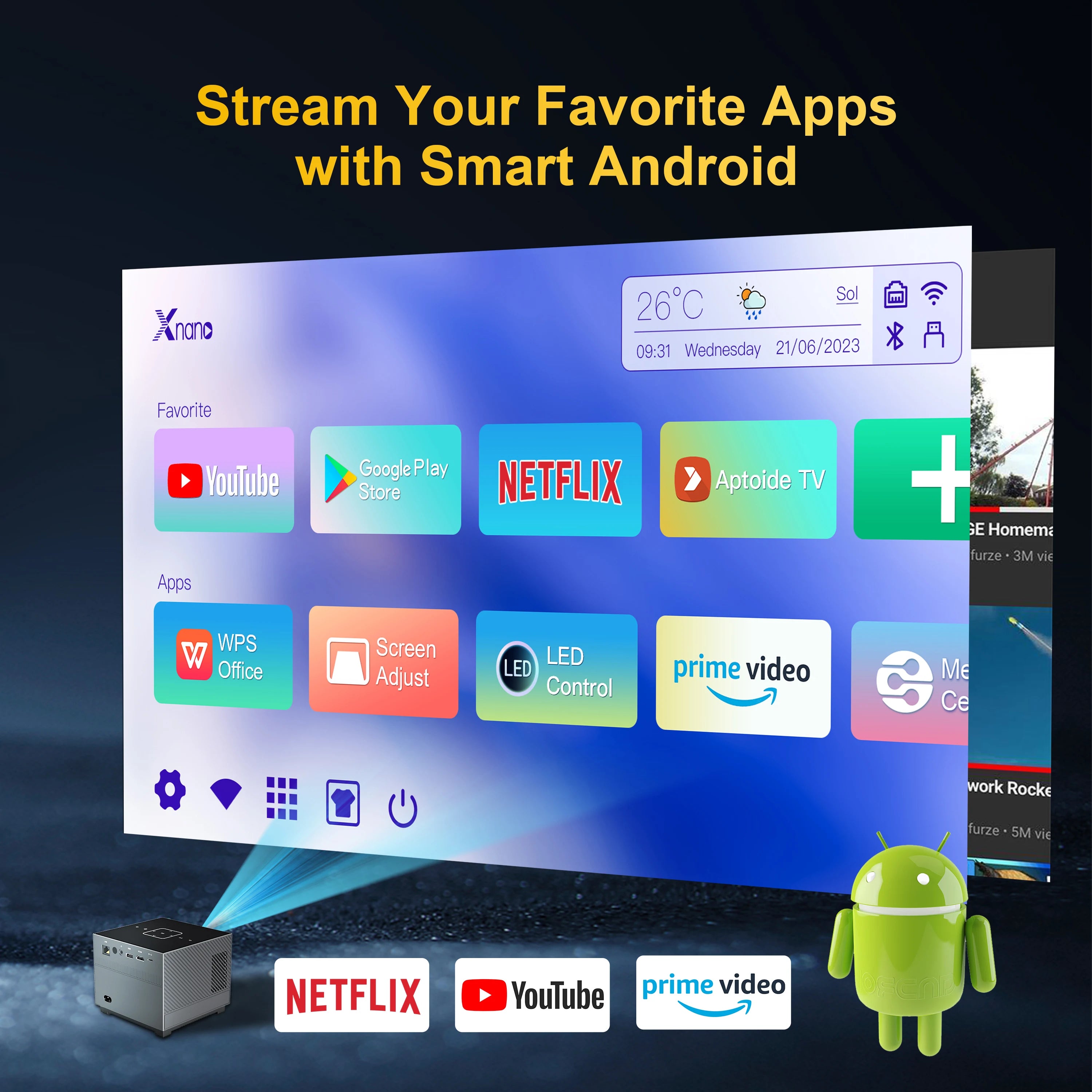 Portable Projector Smart Voice Remote Control Digital Projector Full HD 1080P 4k Projector - ATSProducts