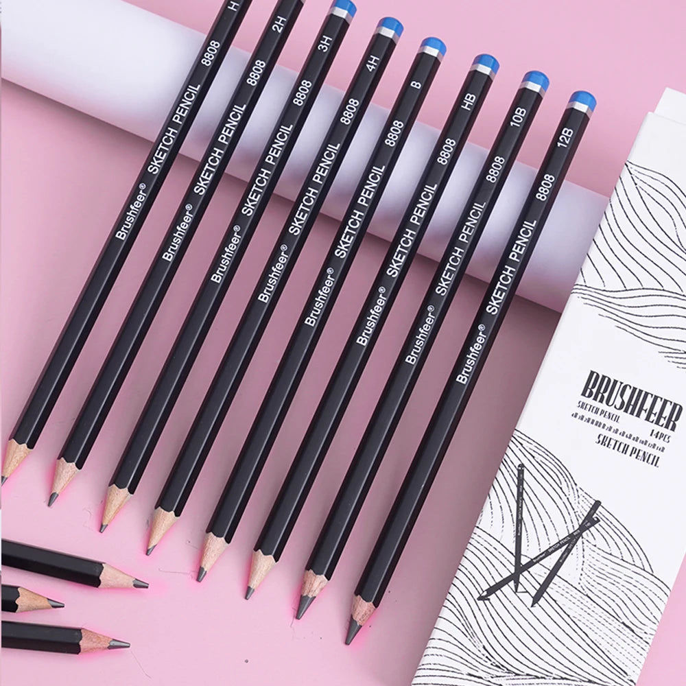 14 PCS/SET 4H-14B Wooden Lead Pencils Set - ATSProducts