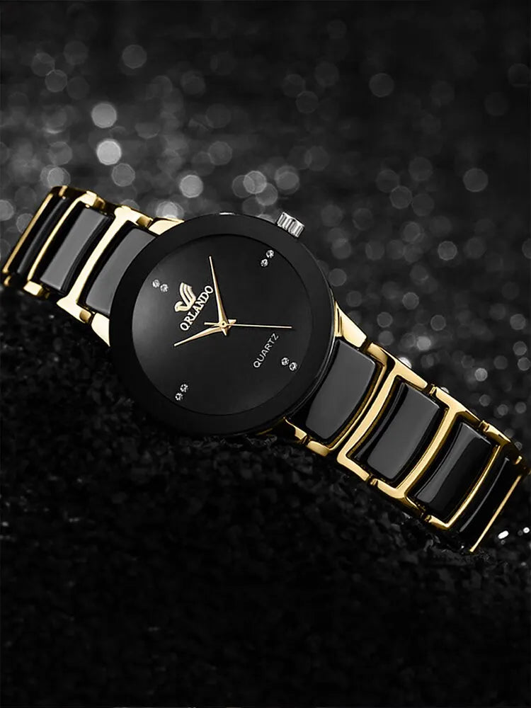 Gold Steel Band Quartz Watch - ATSProducts