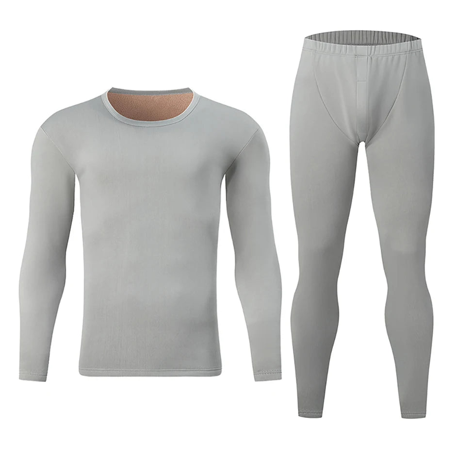 2Pc Men's Thick Velvet Solid Color Warm Suit - ATSProducts