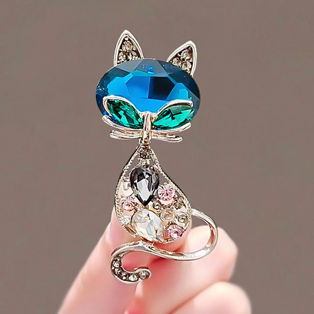 Blue Crystal Cat Brooches - ATSProducts