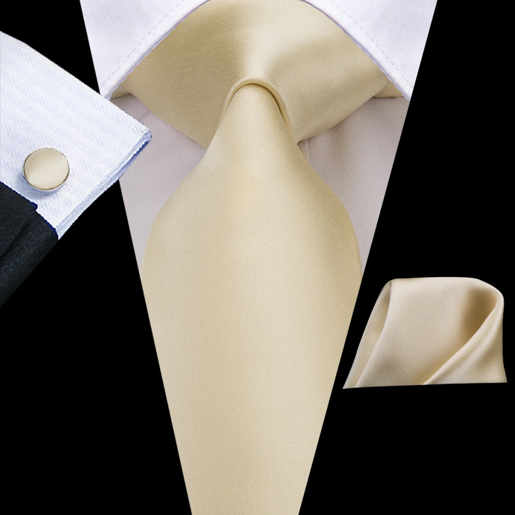 Hi-Tie Floral Champagne Ivory Mens Elegant Necktie - ATSProducts