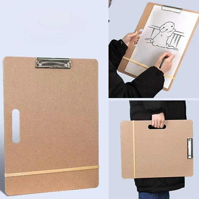 Wooden Sketch Board with Sturdy Clips and Rubber Bands - ATSProducts
