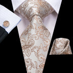 Hi-Tie Floral Champagne Ivory Mens Elegant Necktie - ATSProducts