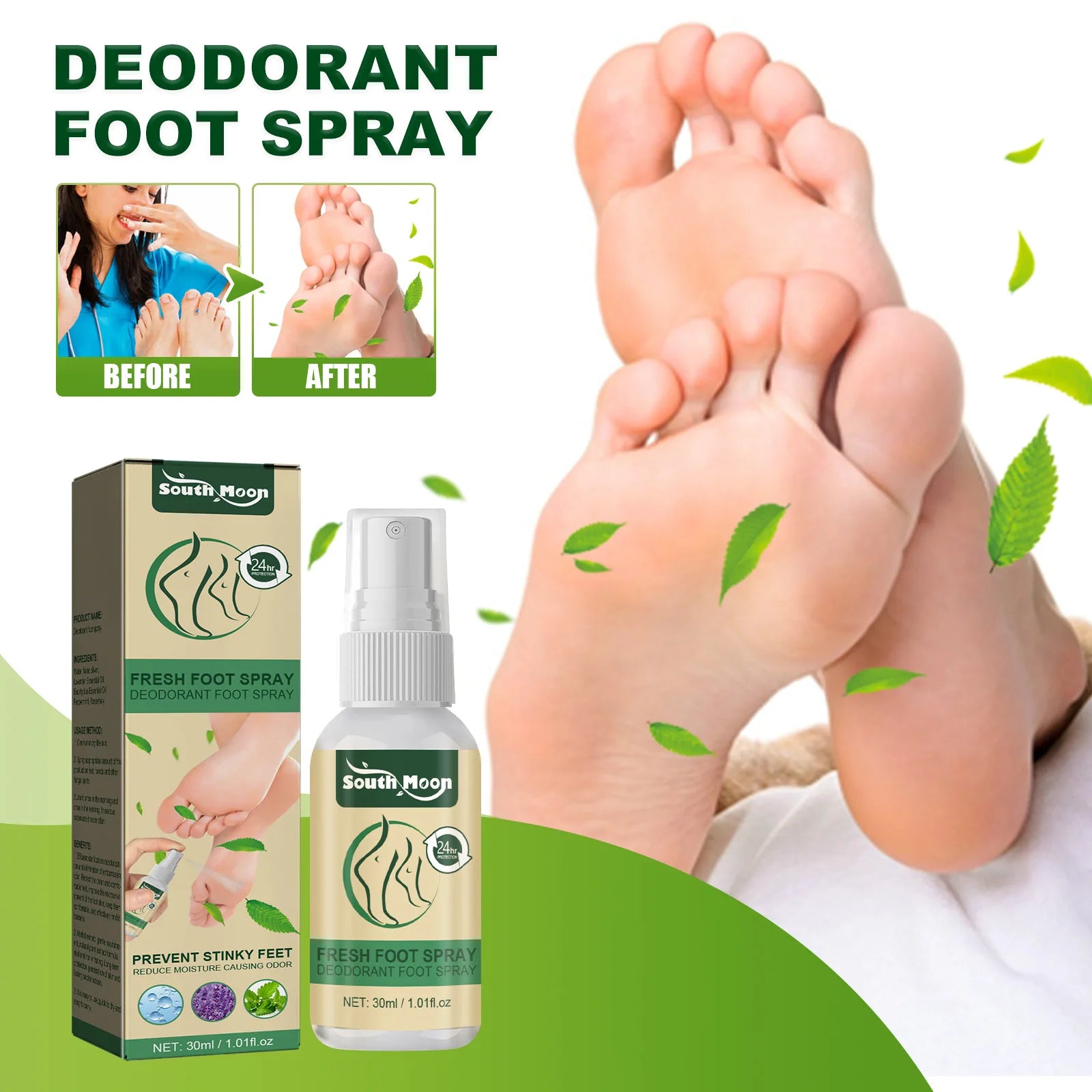 Foot Deodorant Spray Prevent Stinky Feet Non Pungent Fragrance Anti-sweat Moisturize Skin Relieve Dry Removal Spray Foot Care - ATSProducts