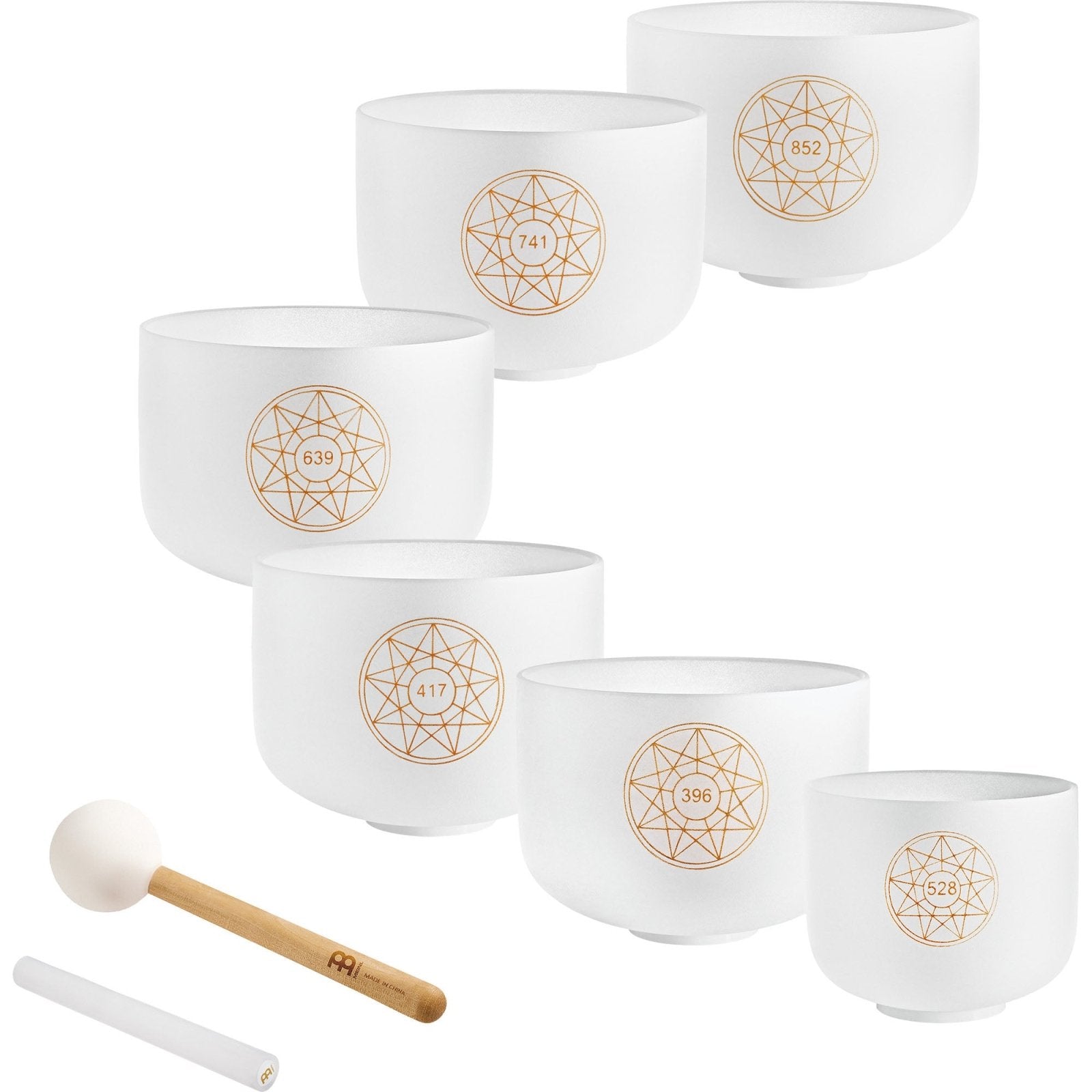 Solfeggio Crystal Singing Bowl Set (396, 417, 528, 639, 741, 852 Hz) - ATSProducts