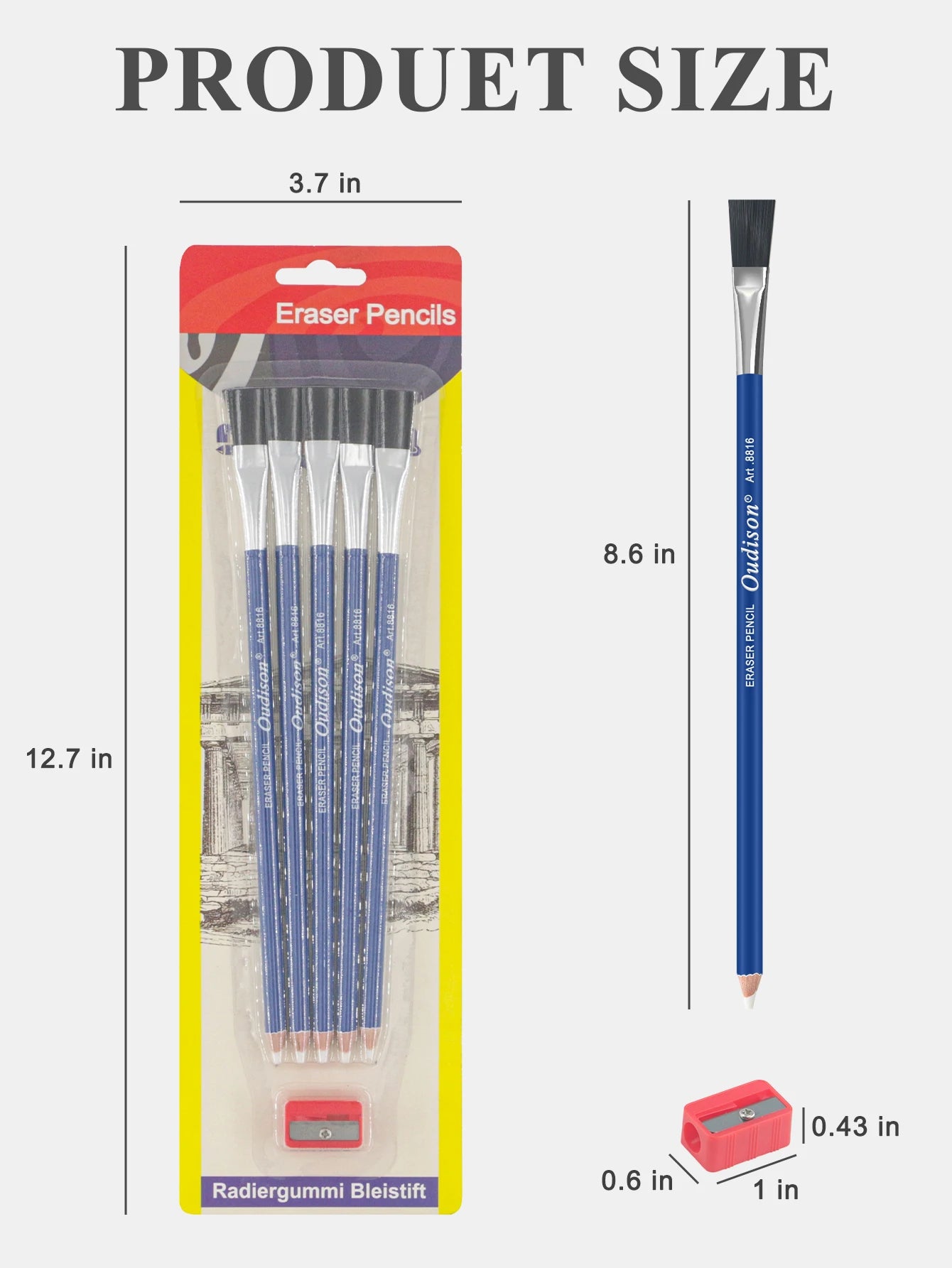 Eraser Pencil Set With Brush and Sharpener - ATSProducts