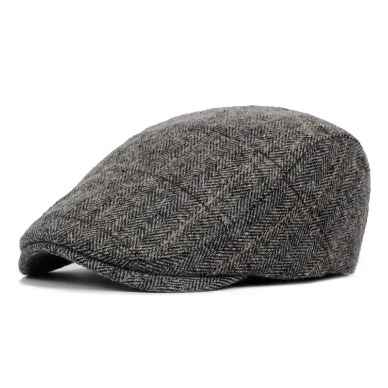 Vintage British Herringbone Tweed Beret - ATSProducts