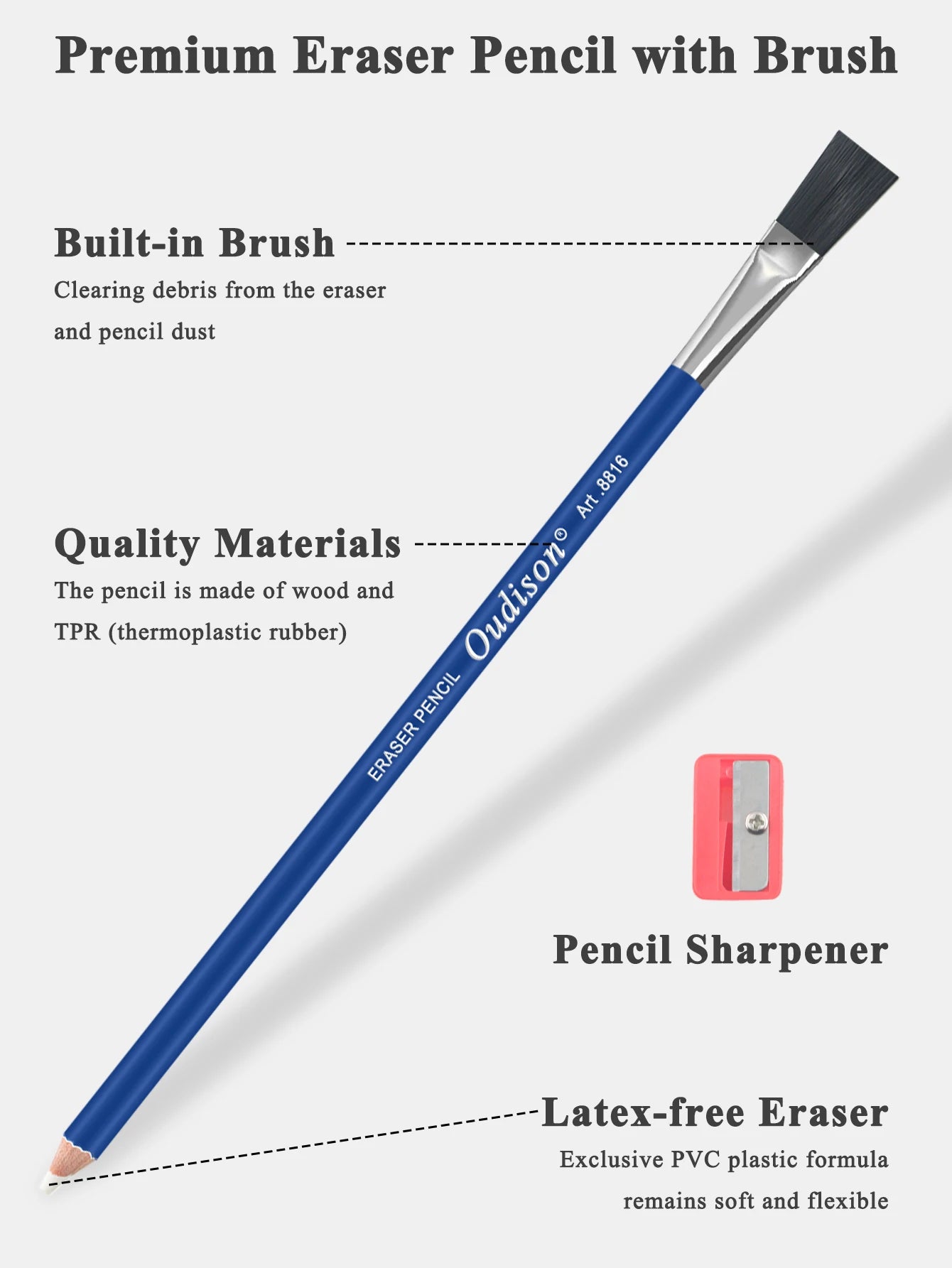 Eraser Pencil Set With Brush and Sharpener - ATSProducts
