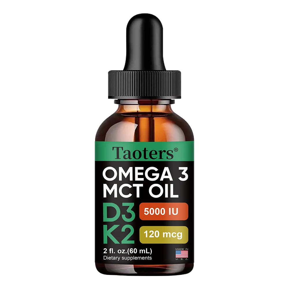 Taoters Vitamin D3 K2 Liquid Drops, Vitamin D, K, MCT Oil & Omega 3 - ATSProducts