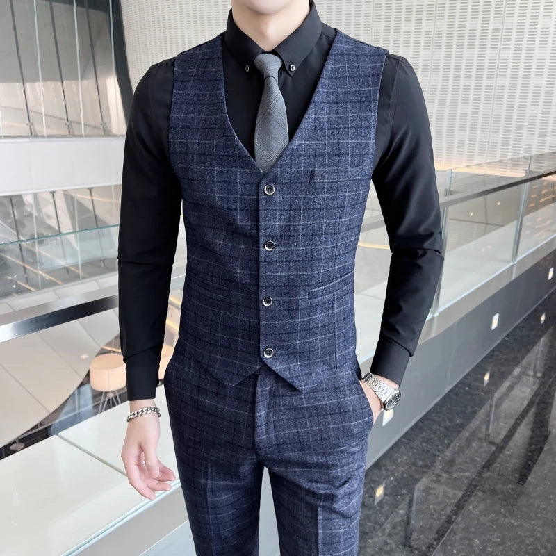 Single Breasted Plaid Pattern Suit - ATSProducts