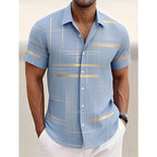 Geometric Plaid Button Shirt - ATSProducts