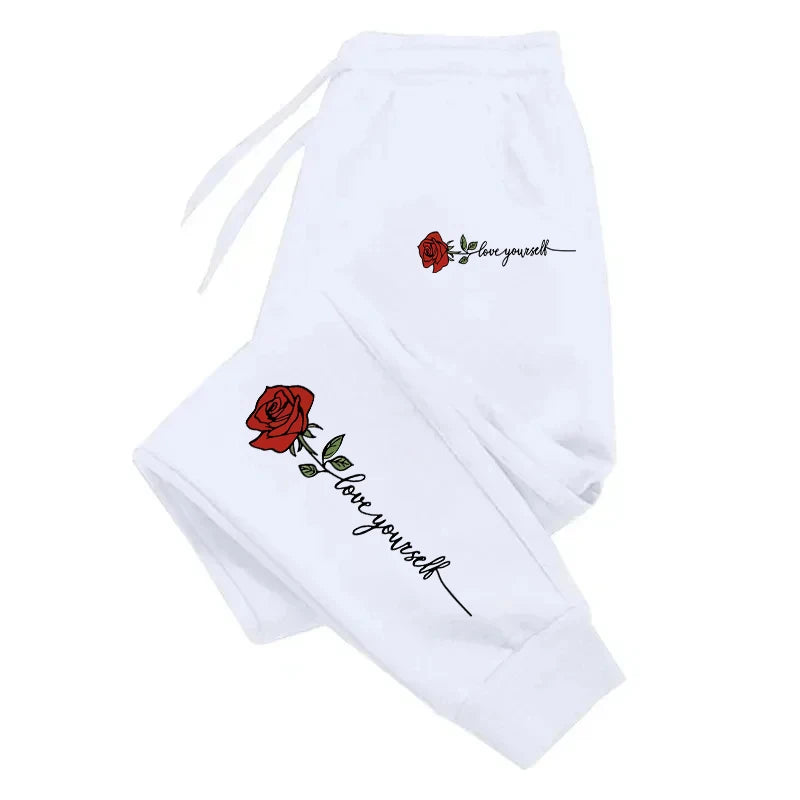 Teekossc Rose Love Yourself Printed Drawstring Sweatpants - ATSProducts