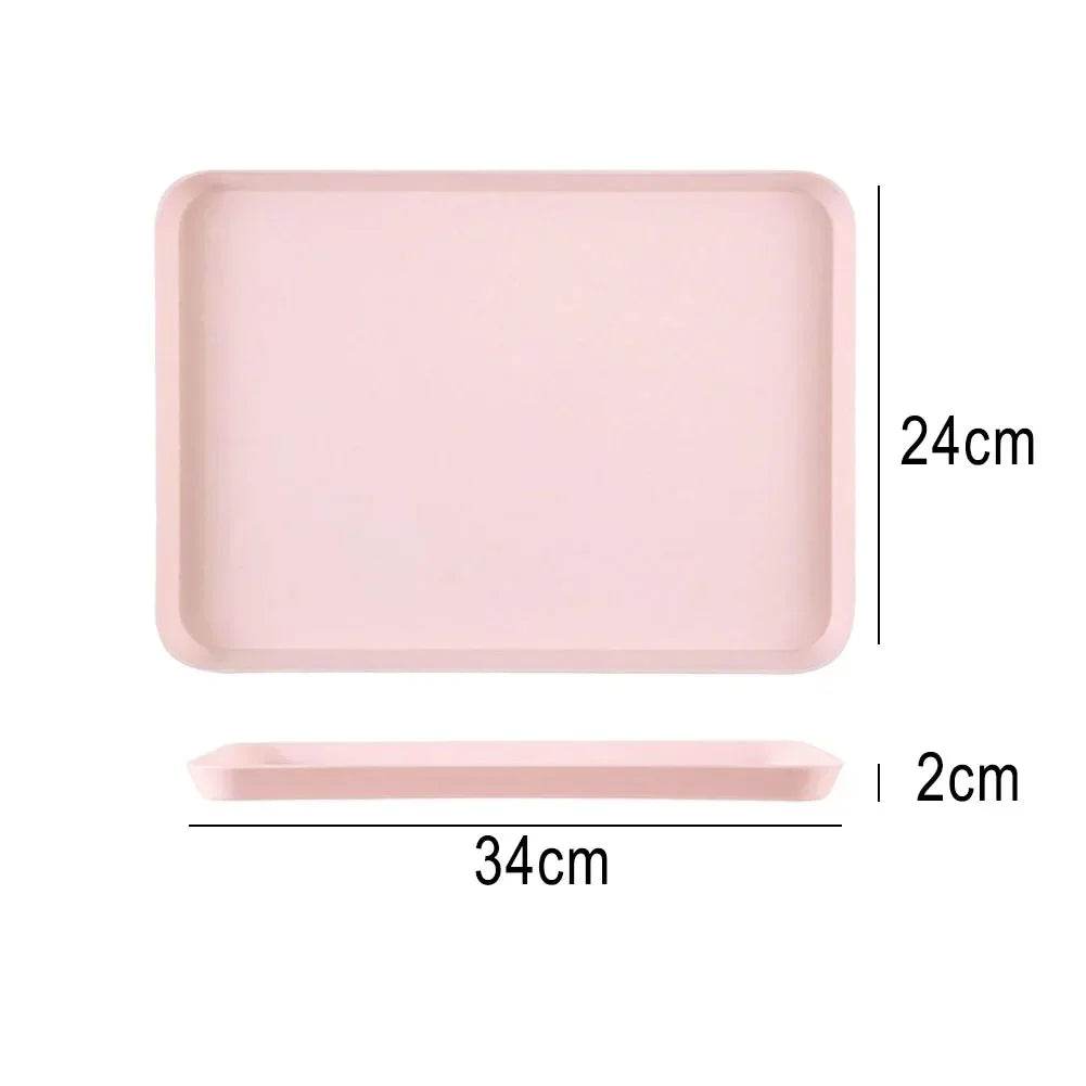 Restaurant Plastic Serving Tray Home Tea Fruit Dessert Tray Anti-Slip Resistant Food Cooking Storage Tray Kitchen Organizer - ATSProducts