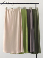 MiuKoMiYa Long Satin Skirt - ATSProducts