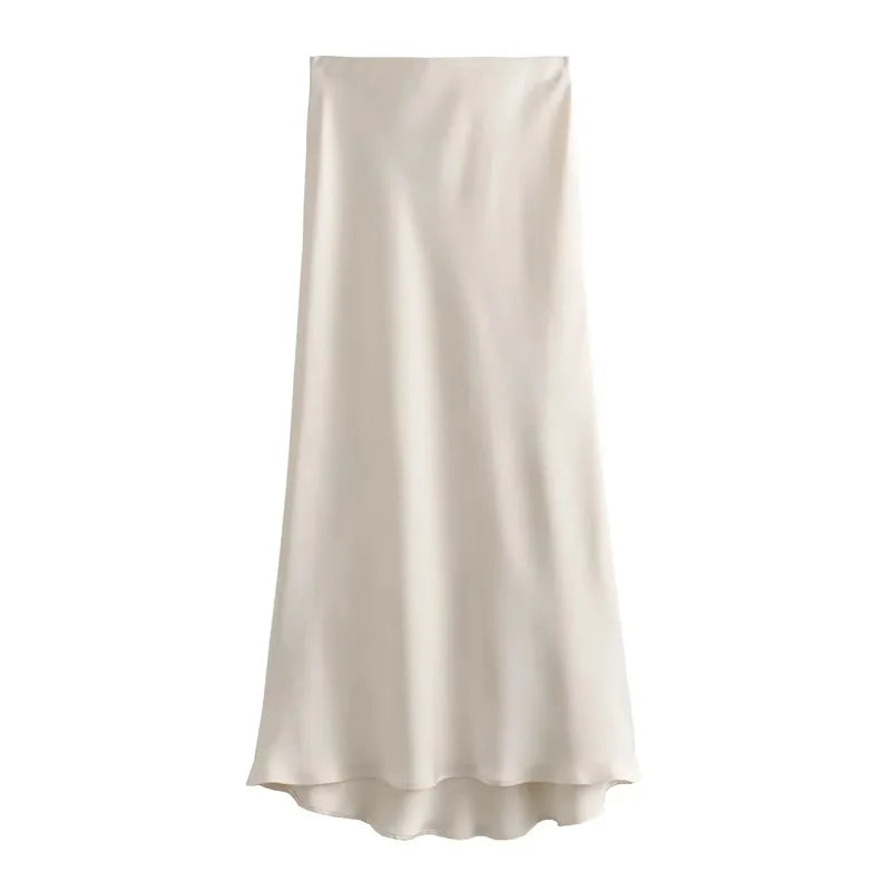 Mujer High-Waist Long Satin Skirt - ATSProducts