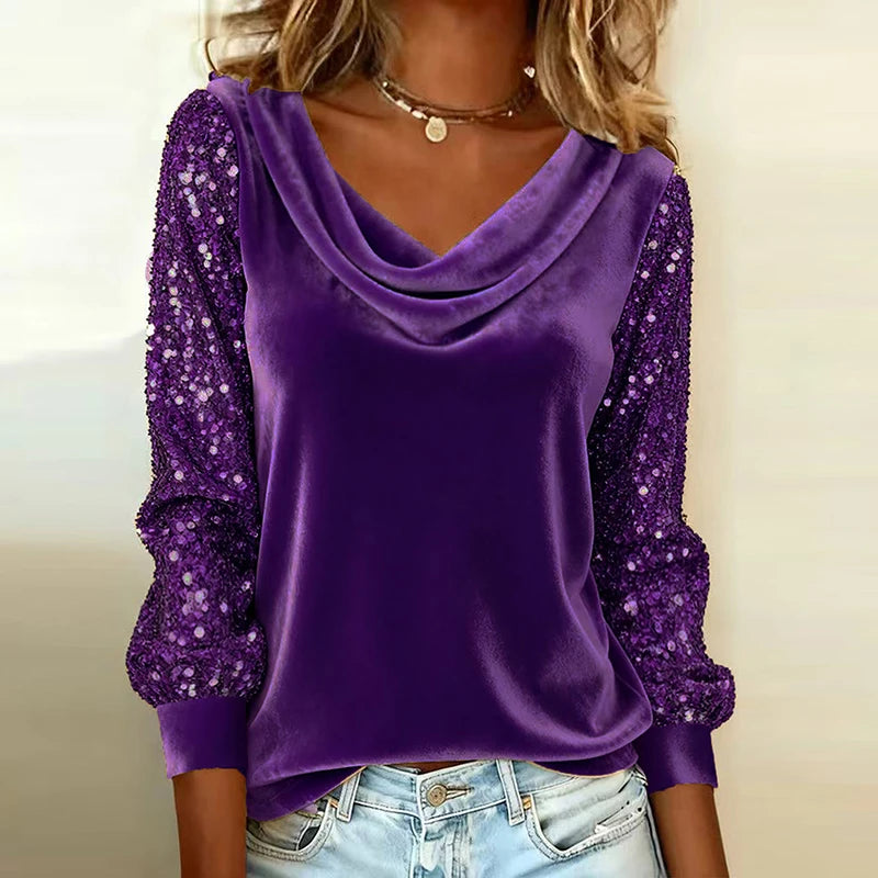 Bishan Elegant Velvet Long Sleeve Shirts - ATSProducts