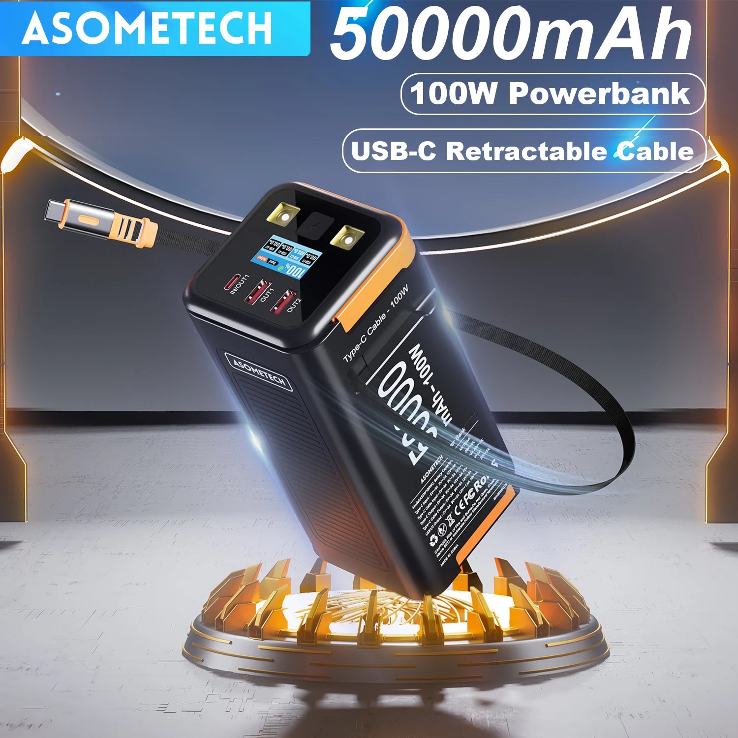Asometech Power Bank 50000mAh 100W PD PPS