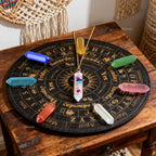 9pc 7-Chakra Crystal Column Set includes Divination Board and Spirit Pendulum - ATSProducts