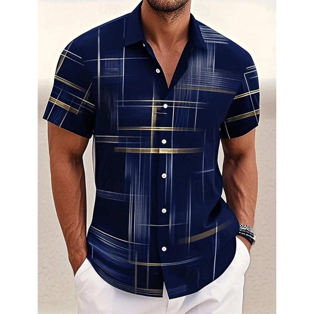 Geometric Plaid Button Shirt - ATSProducts