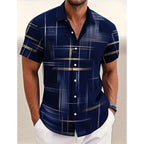 Geometric Plaid Button Shirt - ATSProducts