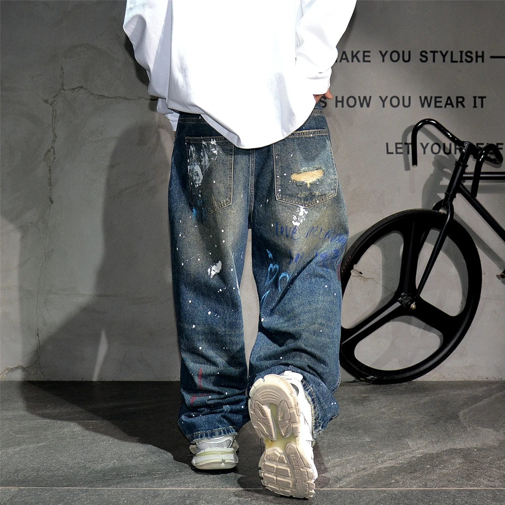 Bird Mountain Graffiti Baggy Jeans - ATSProducts