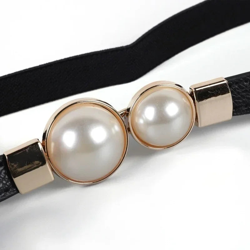 Elegant Double Pearls Buckle Elastic Belt - ATSProducts