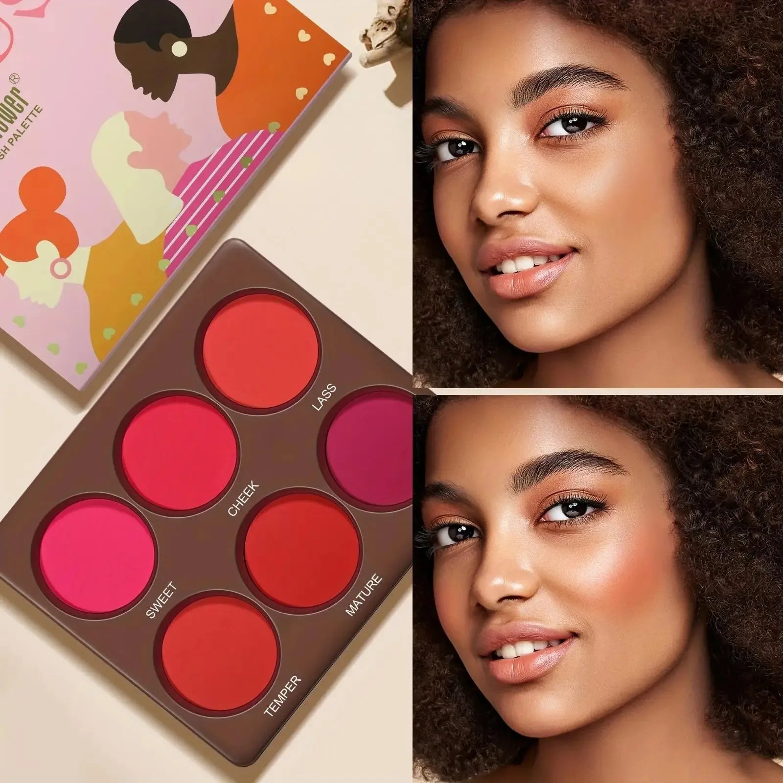 Romantic Flower 6 Color Waterproof Matte Blush Palette - ATSProducts